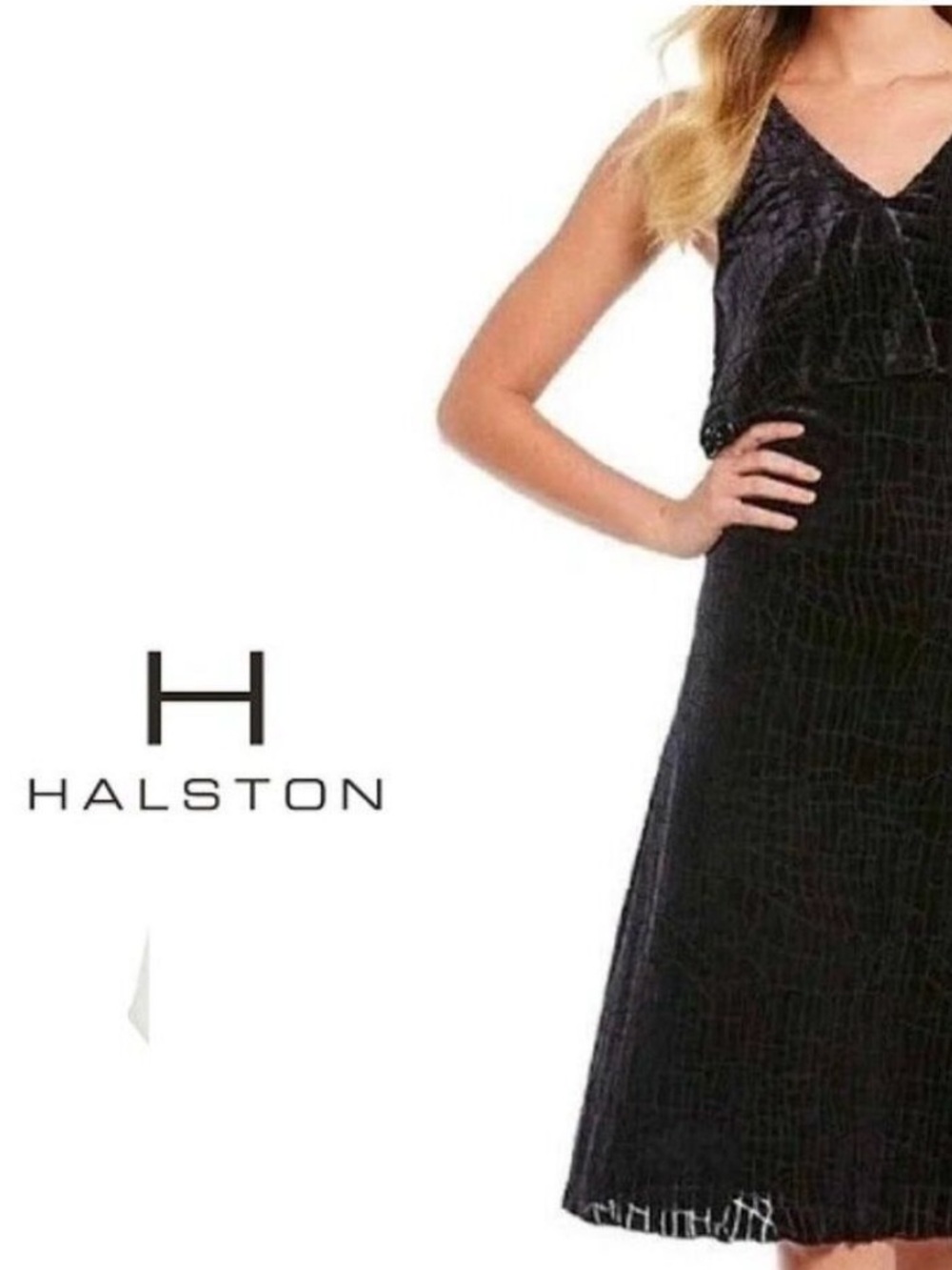 NWT H by HALSTON Black Flounce Black Midi Dress - Size 4
